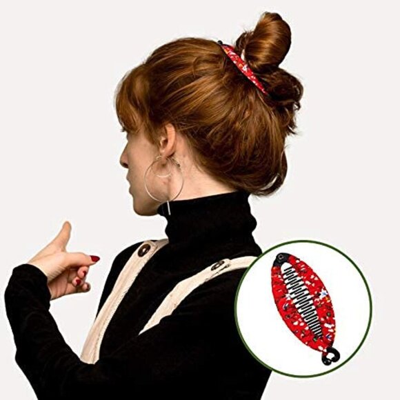 9 Pieces Banana Hair Clip Floral Clincher Hair Claws Bohemia Style Wrapped Cloth - Picture 3 of 6